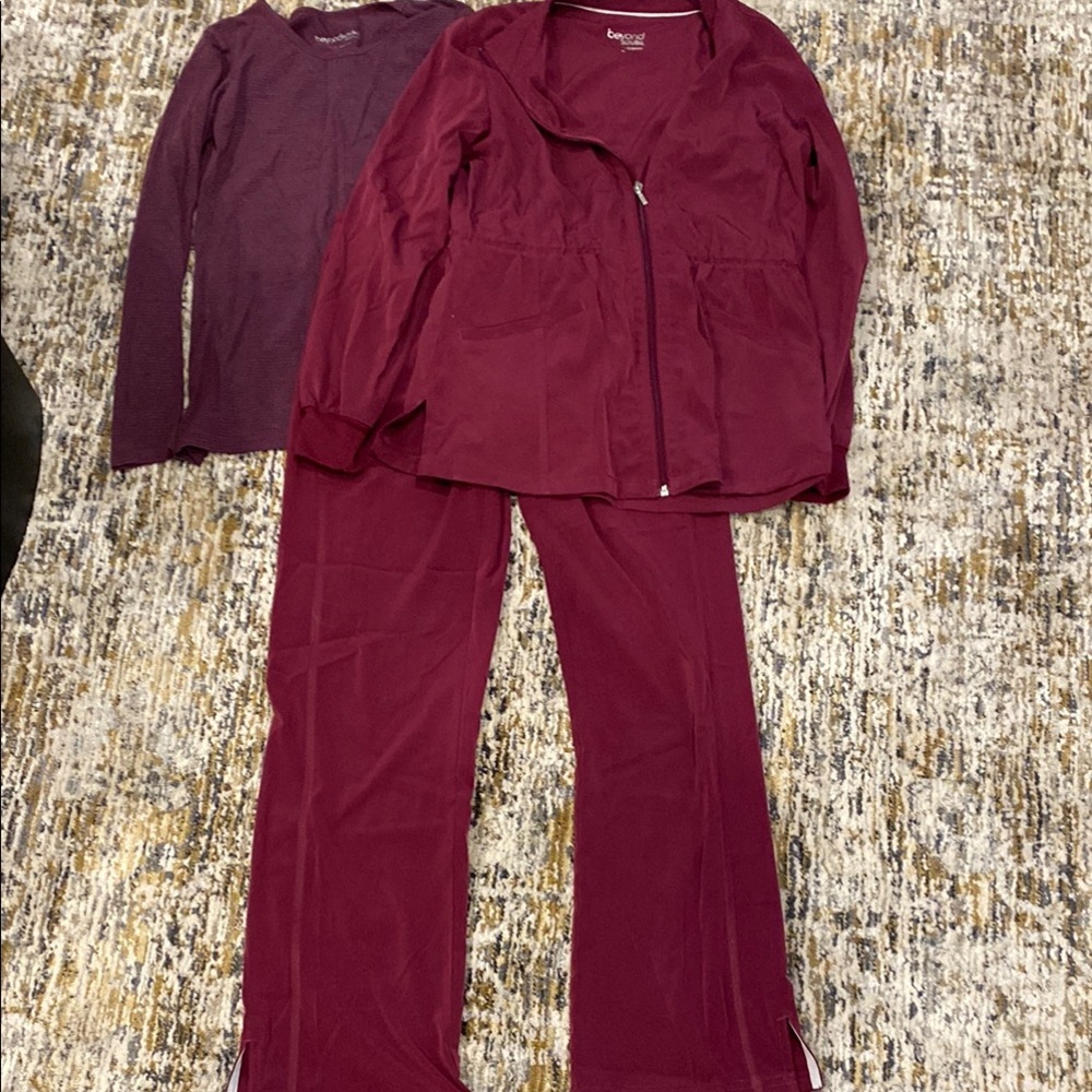 Burgundy Scrubs Jacket and Pants Set
